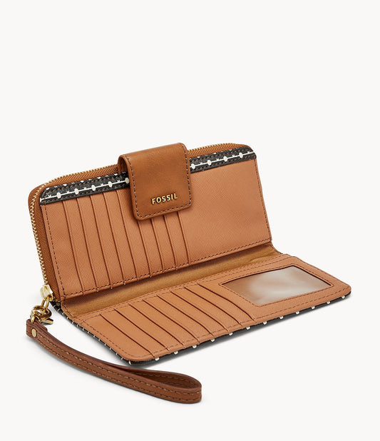 Fossil Swl1886005 Madison Zip Clutch Black White