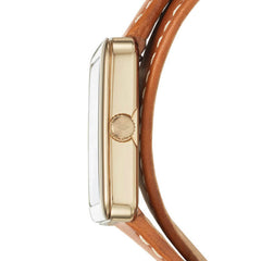 Fossil Es4159 Atwater Three-hand Luggage Brown Leather Wrap Watch