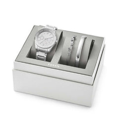 Fossil BQ3200SET Justine Chronograph Stainless Steel Watch And Jewelry Gift Set