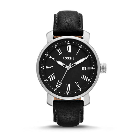 Fossil BG1015 Rhett Black Three-hand Leather Watch