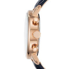 Fossil Bq1704 Men Rhett Chronograph Leather Strap Navy Gold