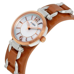 Fossil ES3855 Georgia White Dial Brown Leather Watch