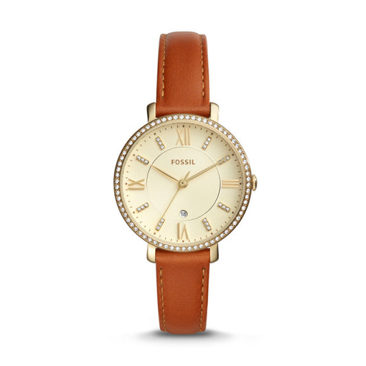 Fossil Es4293 Jacqueline Champagne Dial Brown Leather Watch