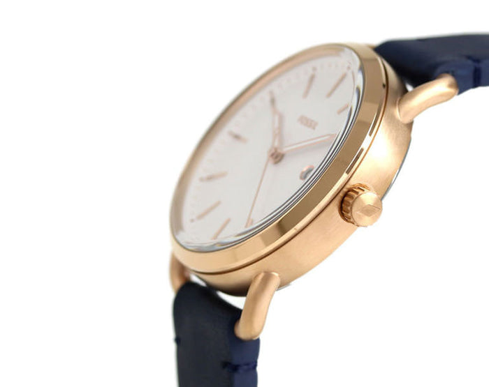 Fossil Es4334 The Commuter Ladies White Dial Navy Leather Strap Balilene