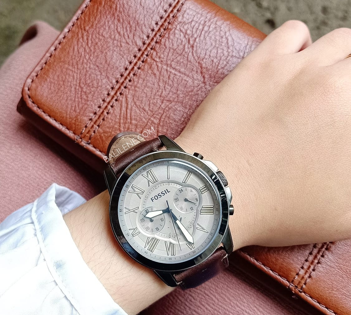 Fossil FS5214 Grant Chronograph Dark Brown Leather Watch Balilene