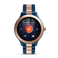 Fossil Ftw6002 Q Venture Round Digital Blue Dial Ladies Smartwatch