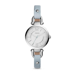 Fossil Es3822 Georgia Silver Dial Blue Leather Ladies Watch