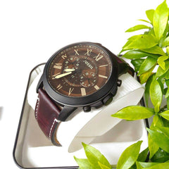Fossil Fs5088 Grant Dark Brown Chronograph Leather Watch