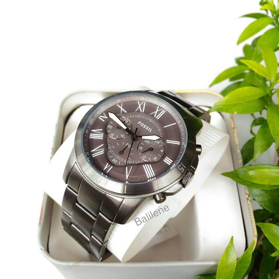 Jam Fossil FS5256 Grant Sport Chronograph Smoke Stainless Steel Balilene