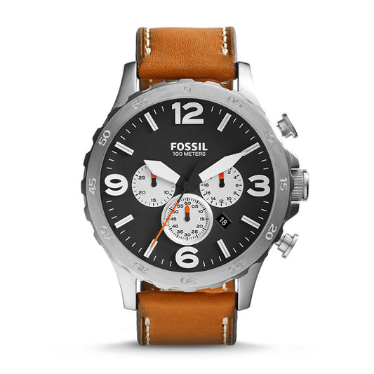 Fossil Jr1486 Nate Chronograph Tan Leather