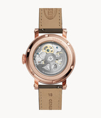 Fossil ME3089 Men Original Boyfriend Automatic Gray Skeleton Dial Gray Leather Strap