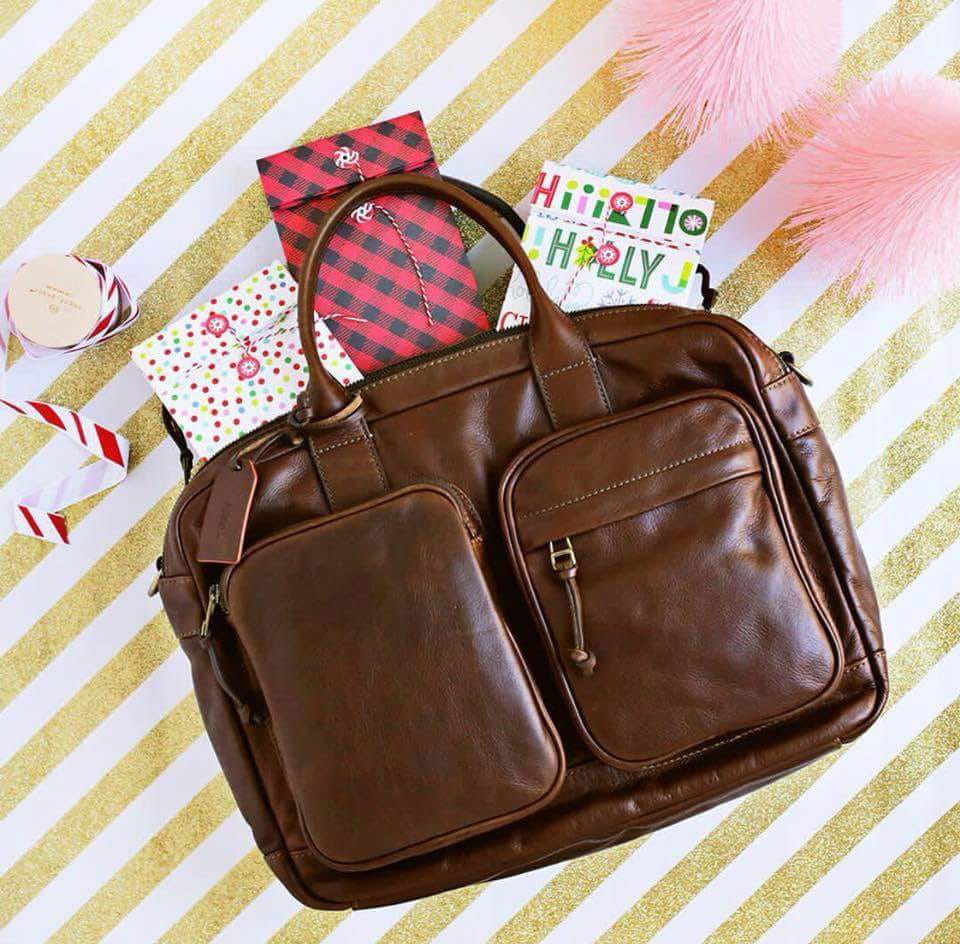 Fossil defender leather briefcase discount