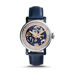 Fossil ME3136 Boyfriend Automatic Watch With Blue Leather Strap