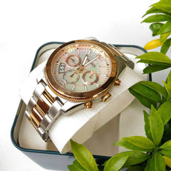 Fossil ES4135 Perfect Boyfriend Mother Of Pearl Dial Ladies Two Tone Watch