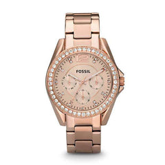 Fossil Es2811 Riley Multifunction Rose-Tone Stainless Steel Watch