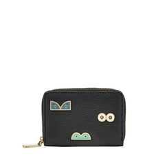 Fossil SL7622001 RFID Mini Zip Card Case Black Wallet