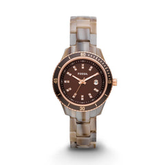 Fossil ES3094 Stella Women Brown Dial Resin Band Watch