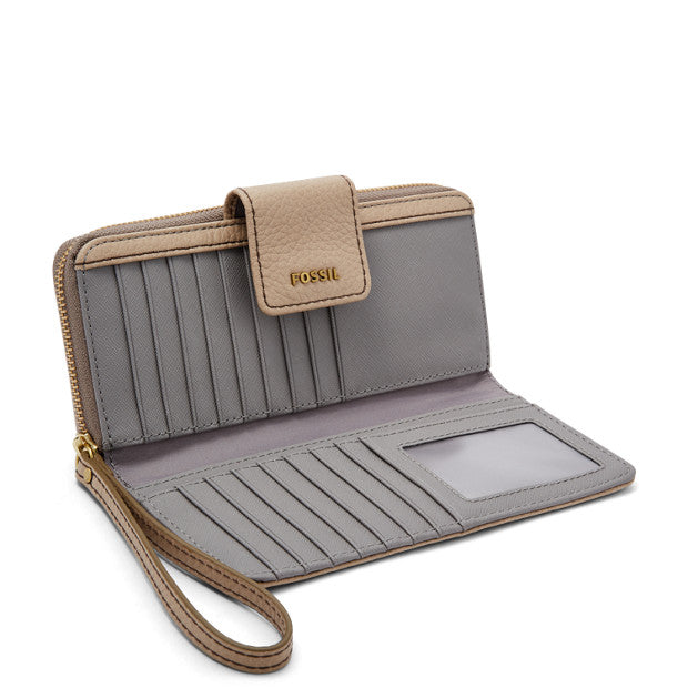 Fossil Swl1575271 Madison Leather Zip Clutch Taupe Balilene