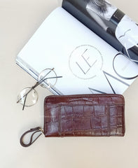 Fossil Swl1823204  Jori Zip Wallet Brown Croco