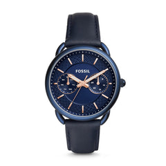 Fossil Es4092 Tailor Multifunction Blue Leather Watch