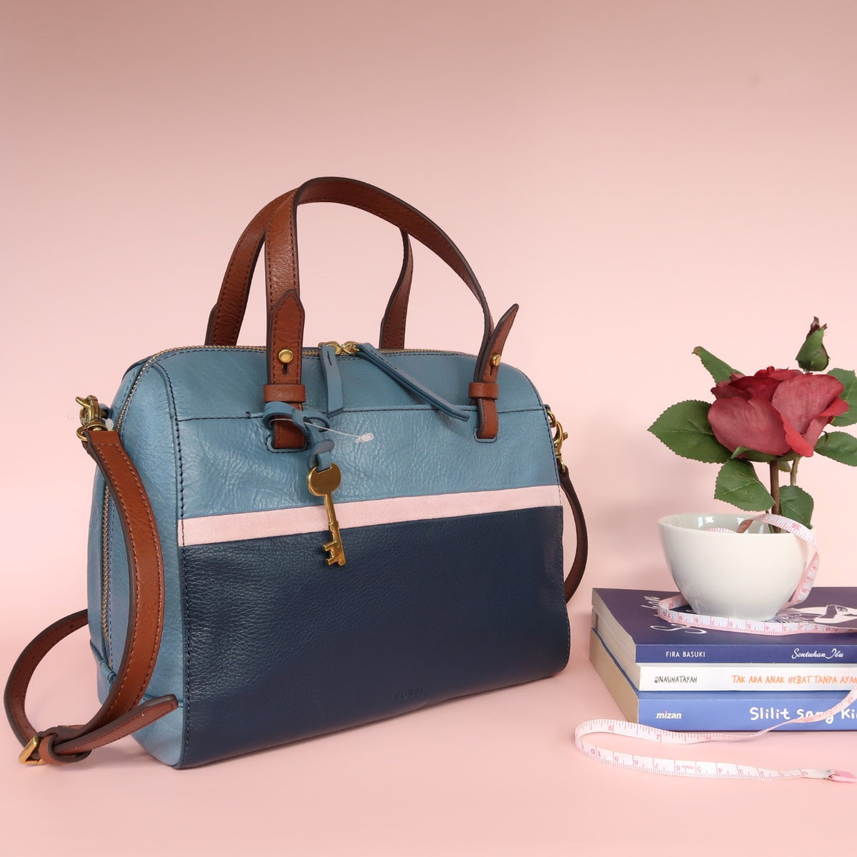 Fossil ZB7521403 Rachel Satchel Blue Multi Balilene