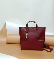 Fossil Zb7667227 Camilla Small Leather Backpack Henna