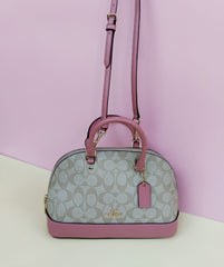 Coach F27583 Signature Mini Sierra Satchel Handbag Light Khaki Vintage