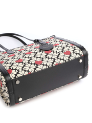 Kate Spade K4400 Flower Jacquard Hearts Market Medium Tote Black Multi