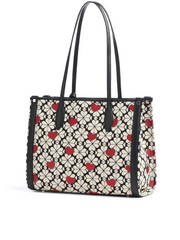 Kate Spade K4400 Flower Jacquard Hearts Market Medium Tote Black Multi