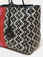 Kate-Spade-Flower-Jacquard-Everything-Stripe-Large-Tote-Bag-Cream-Multi-Balilene-detail-samping