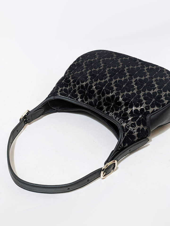 Kate-Spade-Flower-Jacquard-Metallic-Penny-Small-Hobo-Black-Multi-Balilene-detail-belakang
