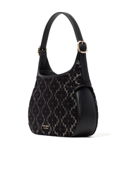 Kate Spade Flower Jacquard Metallic Penny Small Hobo Black Multi