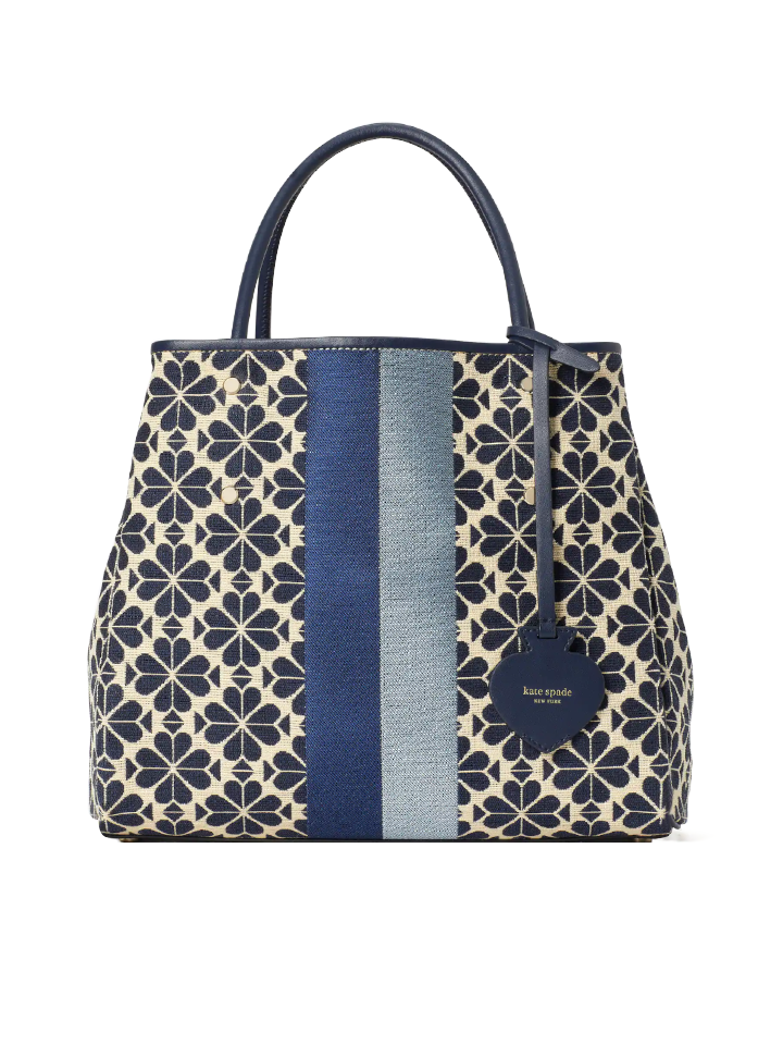 Kate-Spade-Flower-Jacquard-Stripe-Everything-Medium-Tote-Blue-Multi-Balilene-depan
