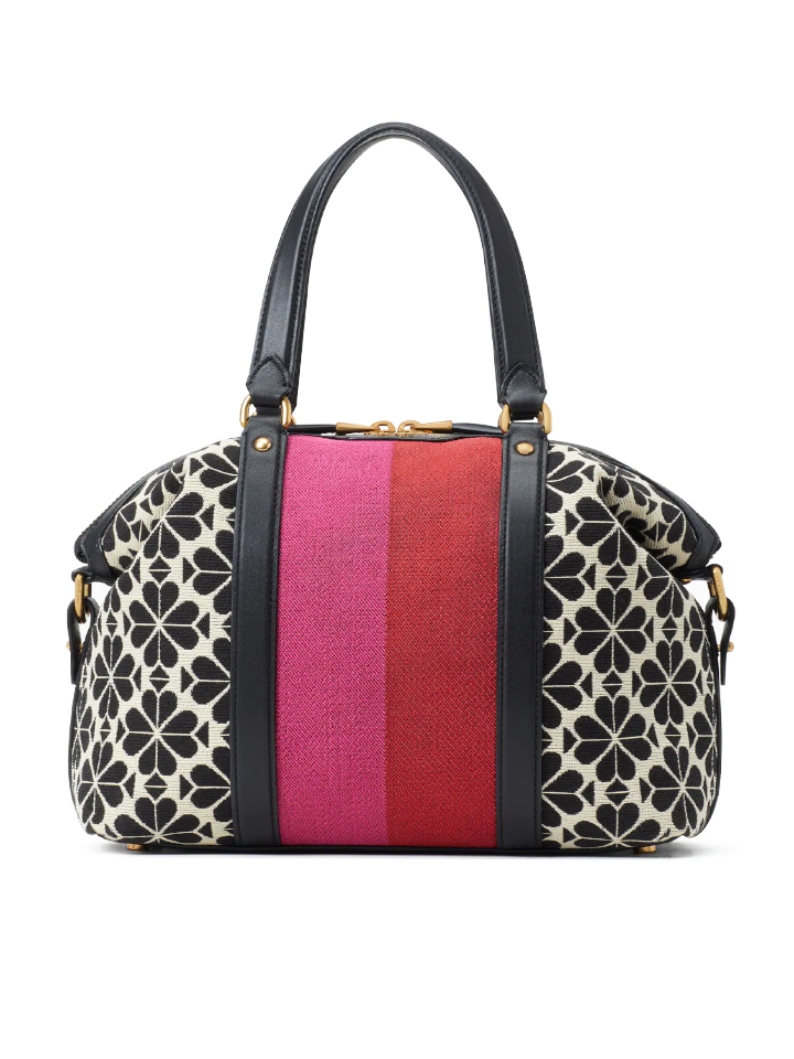 Kate-Spade-Flower-Jacquard-Stripe-Faye-Medium-Satchel-Cream-Multi-Balilene-depan