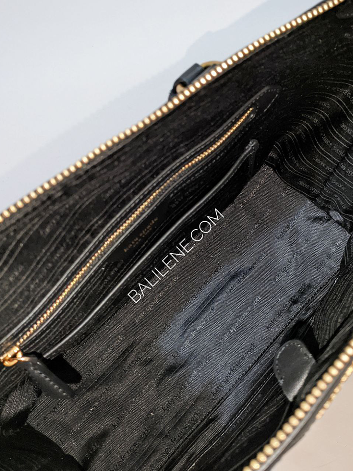 Kate-Spade-Flower-Jacquard-Stripe-Faye-Medium-Satchel-Cream-Multi-Balilene-detail-dalam