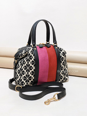 Kate-Spade-Flower-Jacquard-Stripe-Faye-Medium-Satchel-Cream-Multi-Balilene-detail-depan