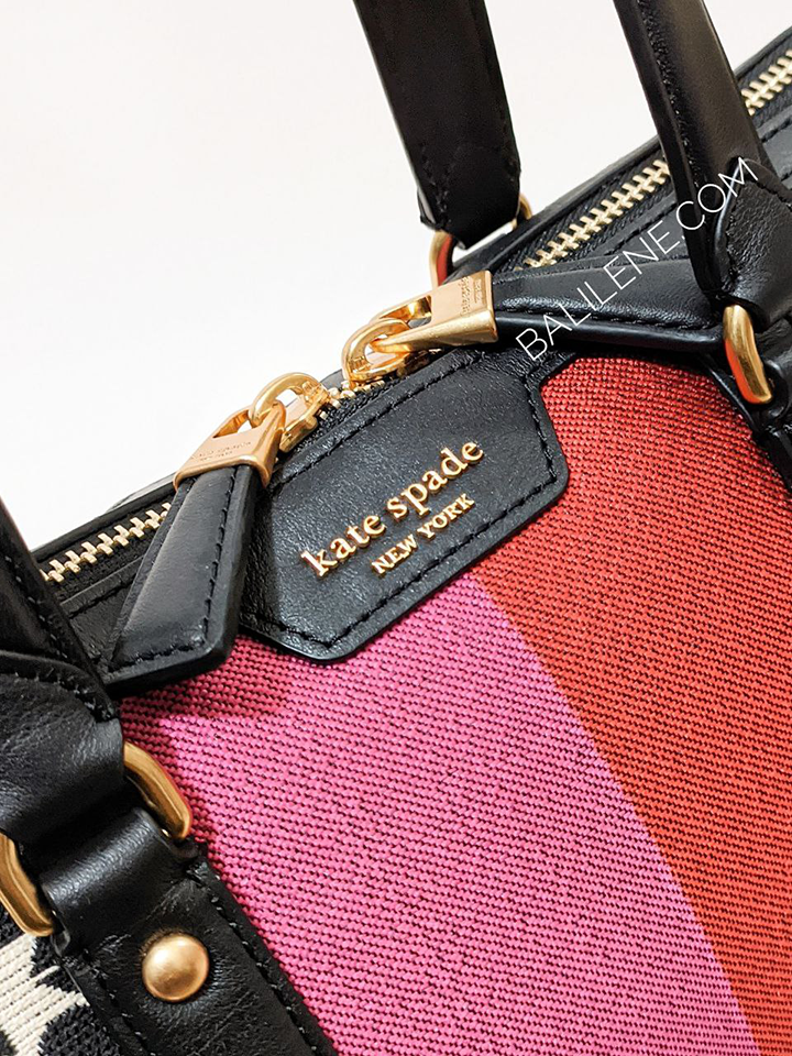 Kate-Spade-Flower-Jacquard-Stripe-Faye-Medium-Satchel-Cream-Multi-Balilene-detail-logo