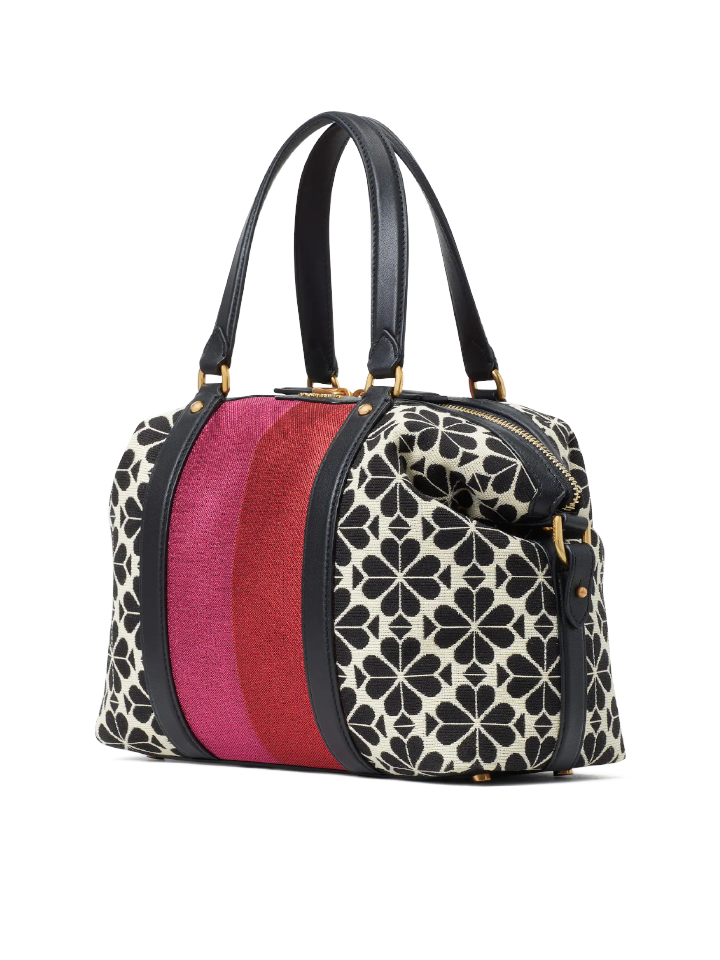 Kate-Spade-Flower-Jacquard-Stripe-Faye-Medium-Satchel-Cream-Multi-Balilene-samping