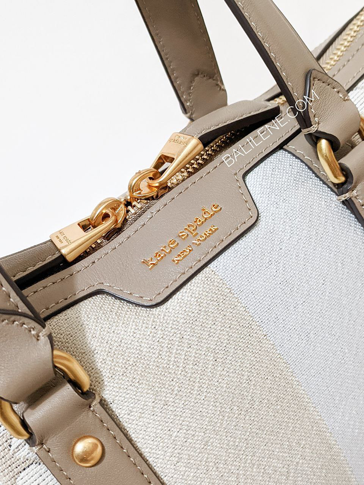 Kate-Spade-Flower-Jacquard-Stripe-Faye-Medium-Satchel-Natural-Multi-Balilene-detail-logo