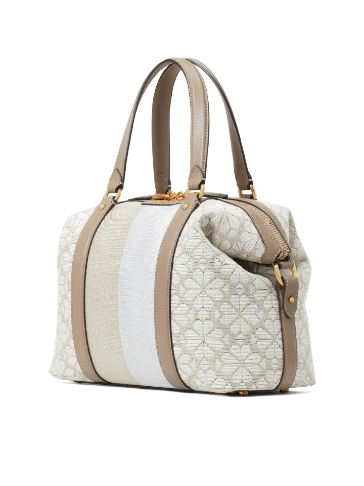 Kate-Spade-Flower-Jacquard-Stripe-Faye-Medium-Satchel-Natural-Multi-Balilene-samping