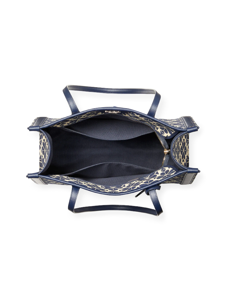 Kate-Spade-Flower-Jacquard-Stripe-Market-Medium-Tote-Blue-Multi-Balilene-dalam