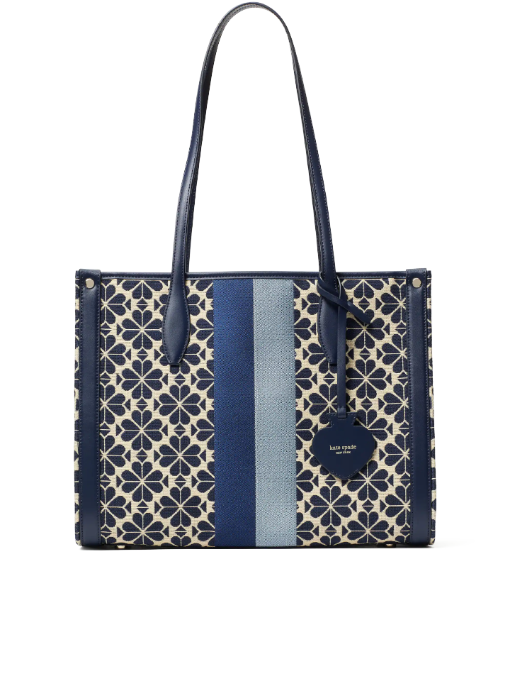 Kate-Spade-Flower-Jacquard-Stripe-Market-Medium-Tote-Blue-Multi-Balilene-depan