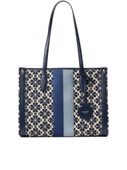 Kate-Spade-Flower-Jacquard-Stripe-Market-Medium-Tote-Blue-Multi-Balilene-depan