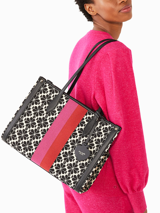 Kate Spade Flower Jacquard Stripe Market Medium Tote Cream Multi