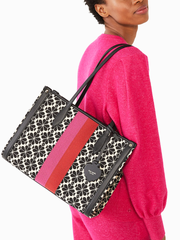Kate Spade Flower Jacquard Stripe Market Medium Tote Cream Multi