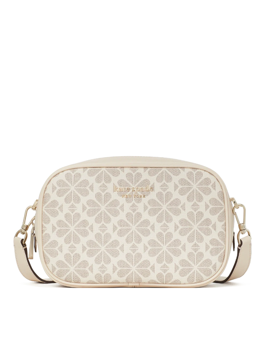 Kate Spade Infinite Spade Flower Coated Canvas Medium Camera Bag Parchment
