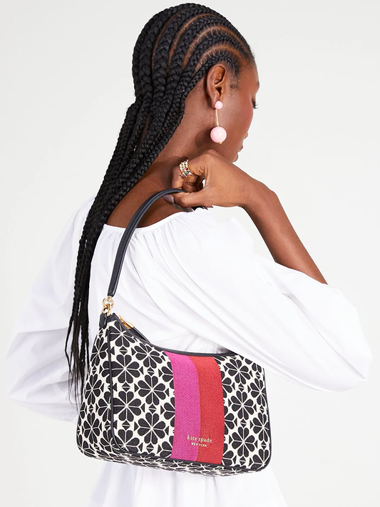 Kate-Spade-Jacquard-Stripe-Sam-Small-Convertible-Shoulder-Bag-Cream-Multi-Balilene-onmodel