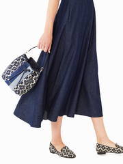 Kate Spade Flower Jacquard Stripe Medium Bucket Bag Blue Multi