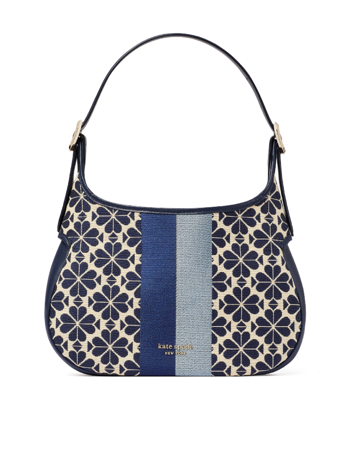 Kate-Spade-K5520-Flower-Jacquard-Stripe-Penny-Small-Hobo-Bag-Blue-Multi-Balilene-depan