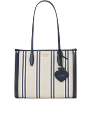 Kate Spade Market Striped Canvas Medium Tote Blazer Blue Multi